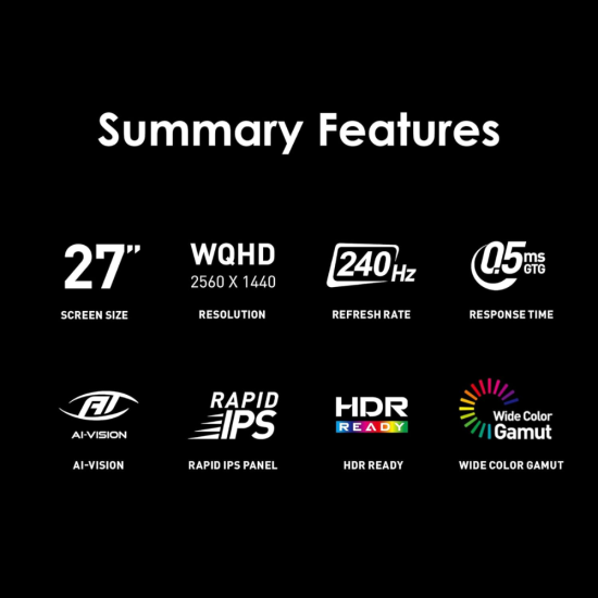 MSI MONITOR MAG 274QF 2K 0.5Ms 240Hz IPS RAPID X24